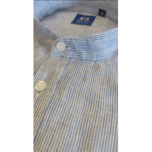 Camicia uomo coreana manica lunga puro lino gessata riga distante