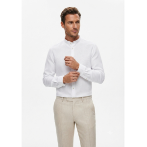 Camicia regular fit misto lino cotone