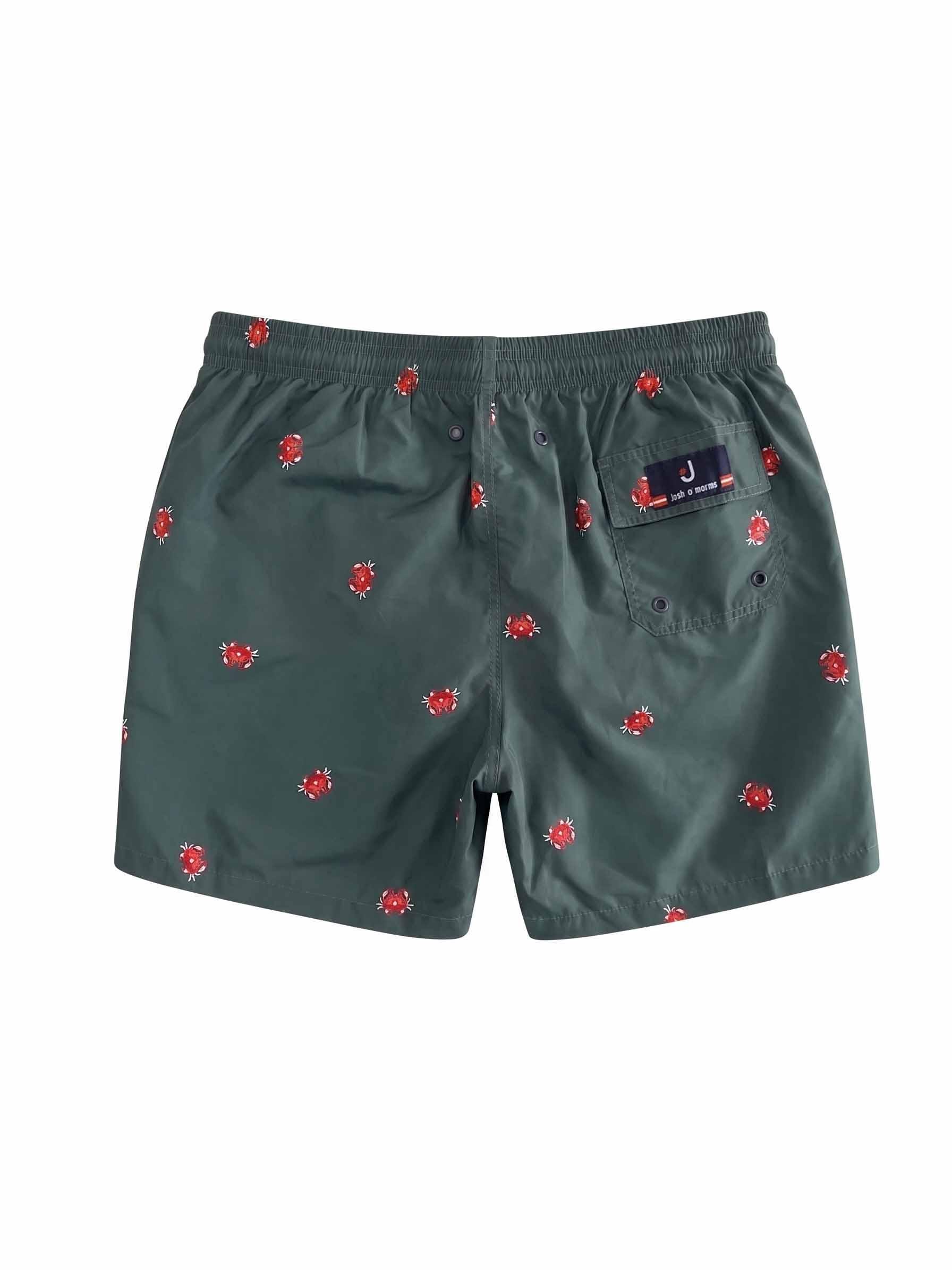 Costume uomo Josh O'Morms pantaloncino disegno granchio Verde Militare