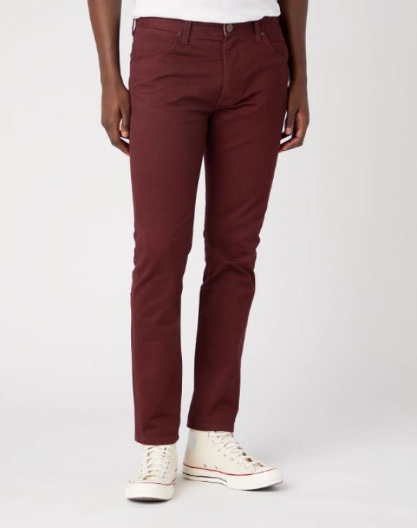 wrangler jeans uomo larston slim tappered cotone color bordeaux - foto 1