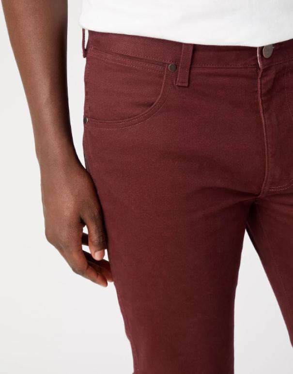 wrangler jeans uomo larston slim tappered cotone color bordeaux - foto 2