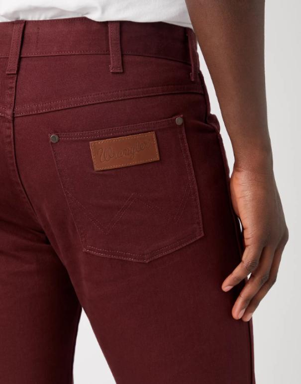wrangler jeans uomo larston slim tappered cotone color bordeaux - foto 3