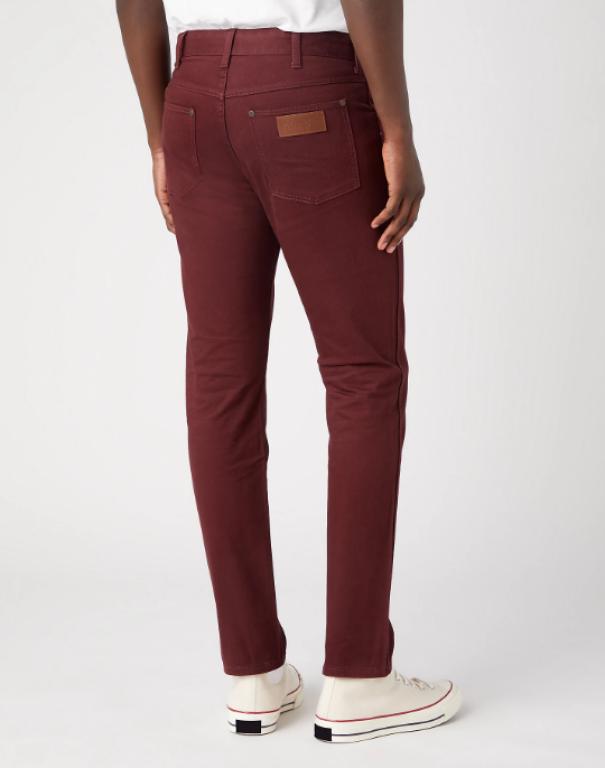wrangler jeans uomo larston slim tappered cotone color bordeaux - foto 4