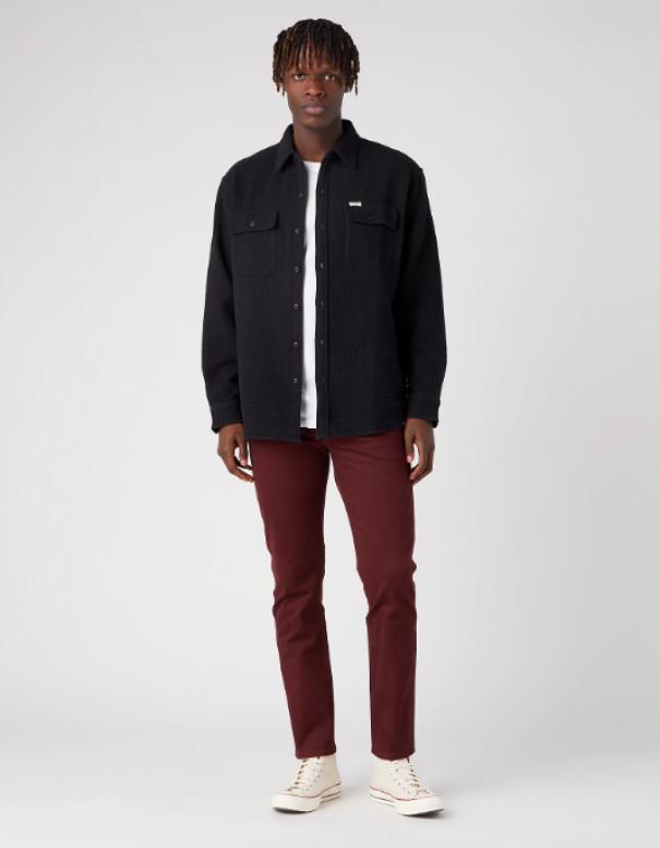 wrangler jeans uomo larston slim tappered cotone color bordeaux - foto 5