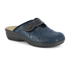 Pantofola donna maltinto con strappo + plantare soft scamosciato blu