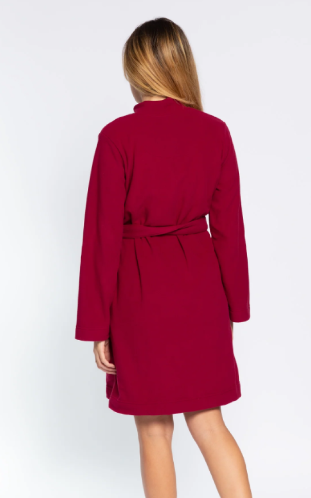 Lovable vestaglia donna pile polar bottoni+cinta Bordeaux