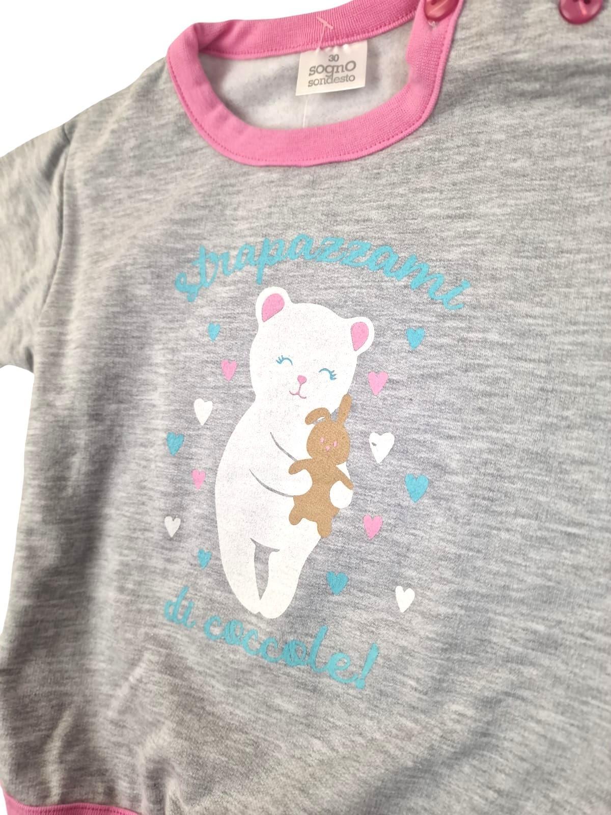 Pigiama caldo cotone bambina orsetto