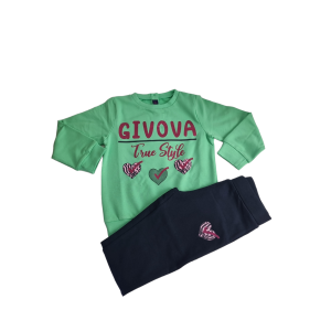 Completo tuta da bambina in cotone garzato