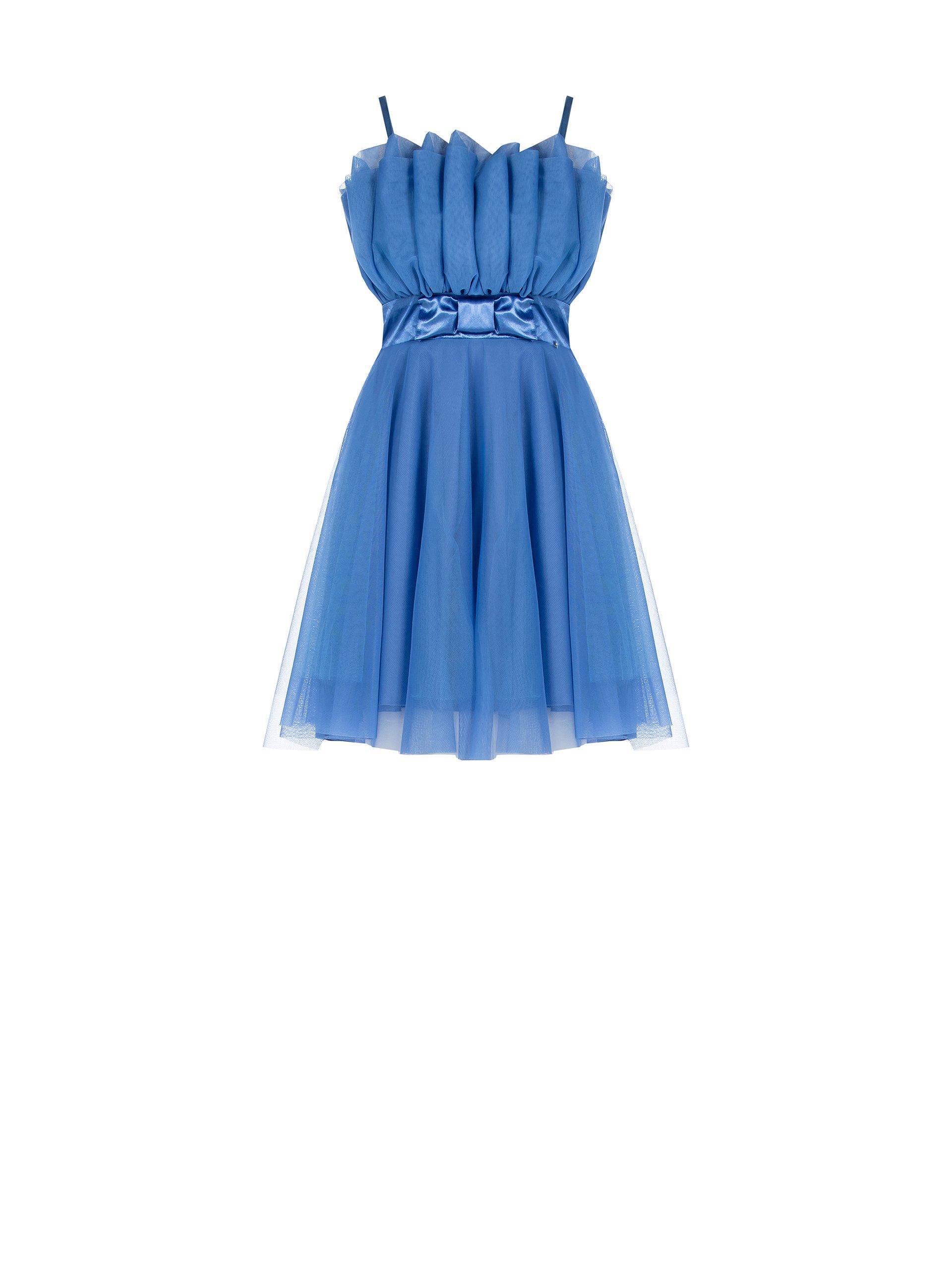 rinascimento abito corto raso con plissè petto+ mini tulle royal - foto 1