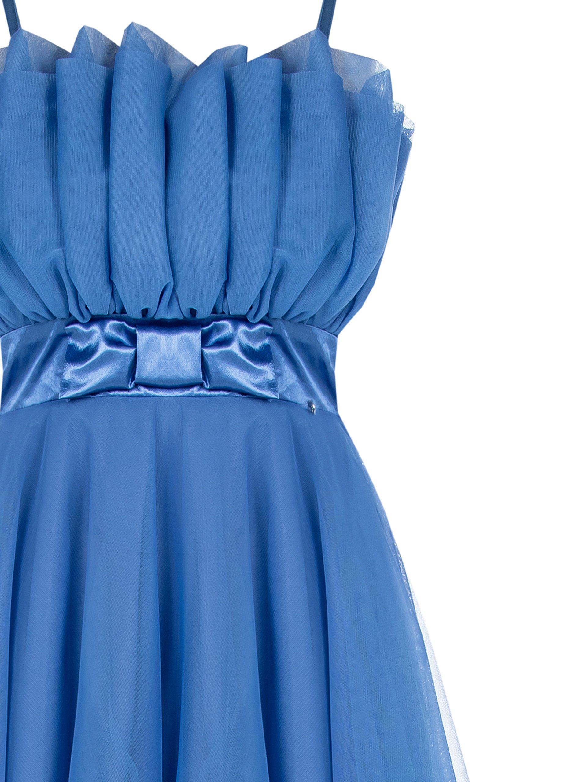 rinascimento abito corto raso con plissè petto+ mini tulle royal - foto 3