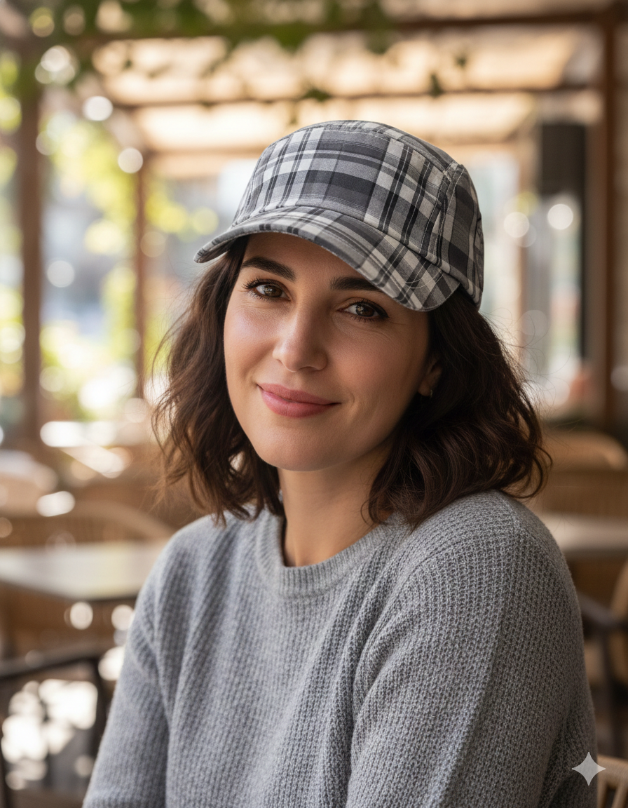 Berretto fantasia a quadri compatibile con Roma