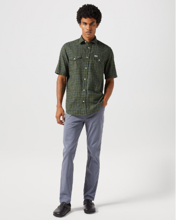 wrangler wrangler jeans cotone larston slim turbolence grigio - foto 2