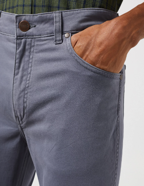 wrangler wrangler jeans cotone larston slim turbolence grigio - foto 4