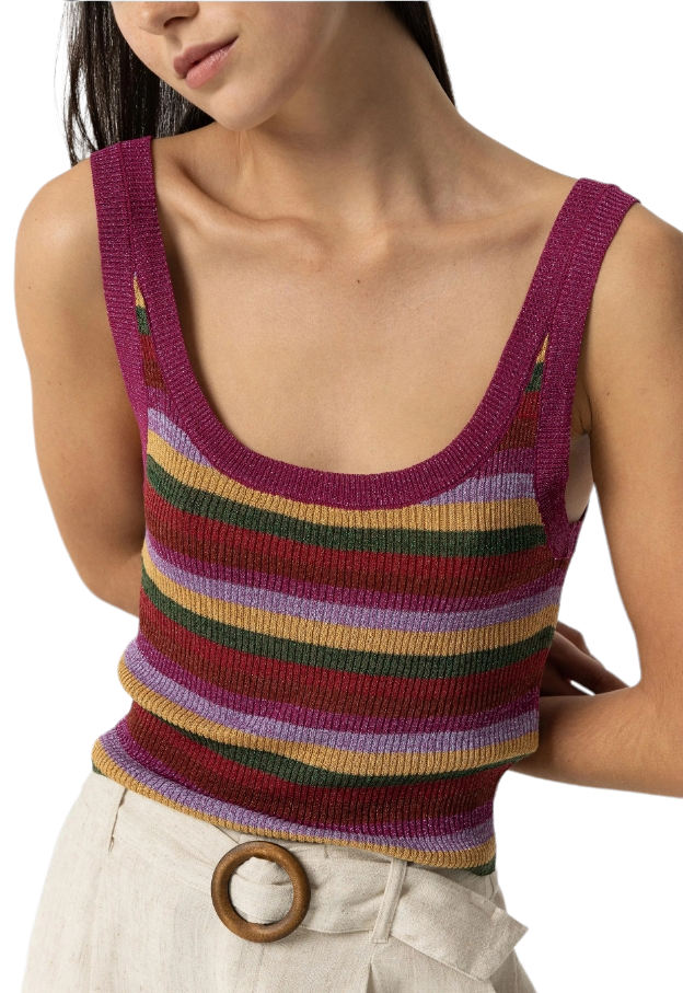 Top donna a costine glitterato multicolore Tiffosi
