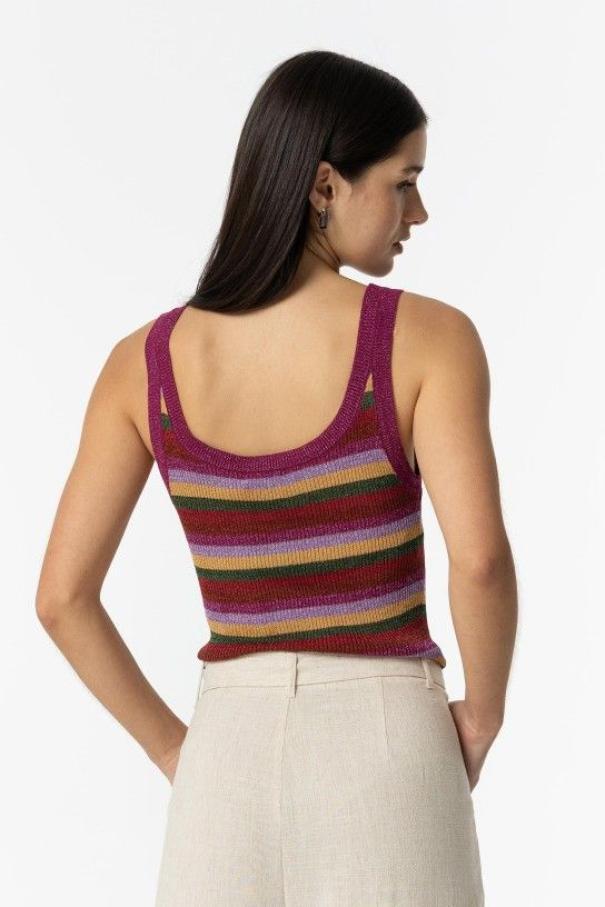 Top donna a costine glitterato multicolore Tiffosi