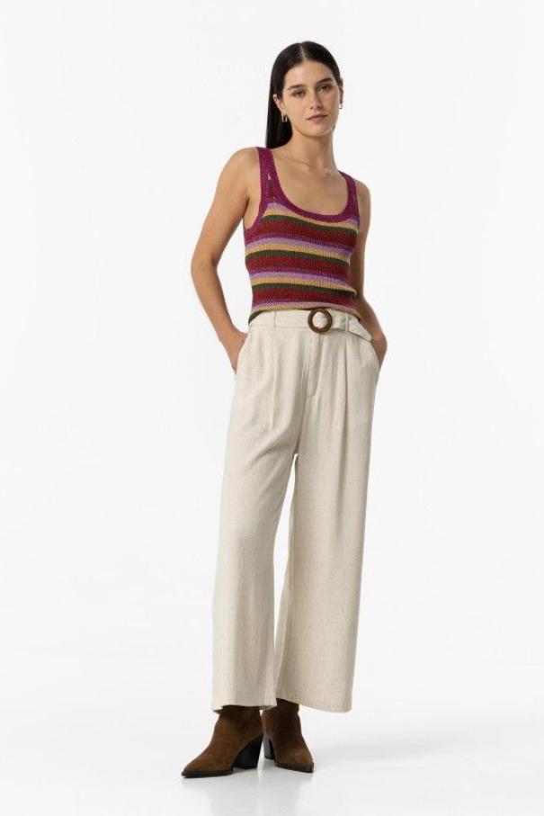 Top donna a costine glitterato multicolore Tiffosi