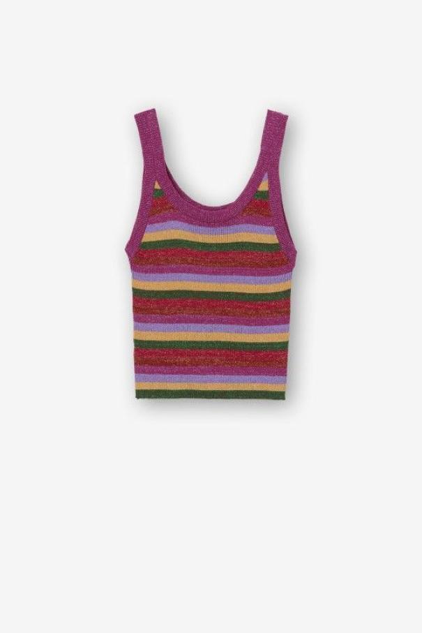 Top donna a costine glitterato multicolore Tiffosi