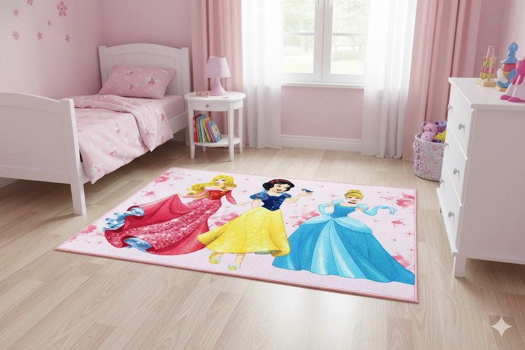 Tappeto scendiletto da bambina Principesse Disney 80x120cm