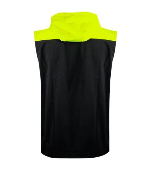 Smanicato Zeus in soft shell con cappuccio e spalla contrasto giallo fluo