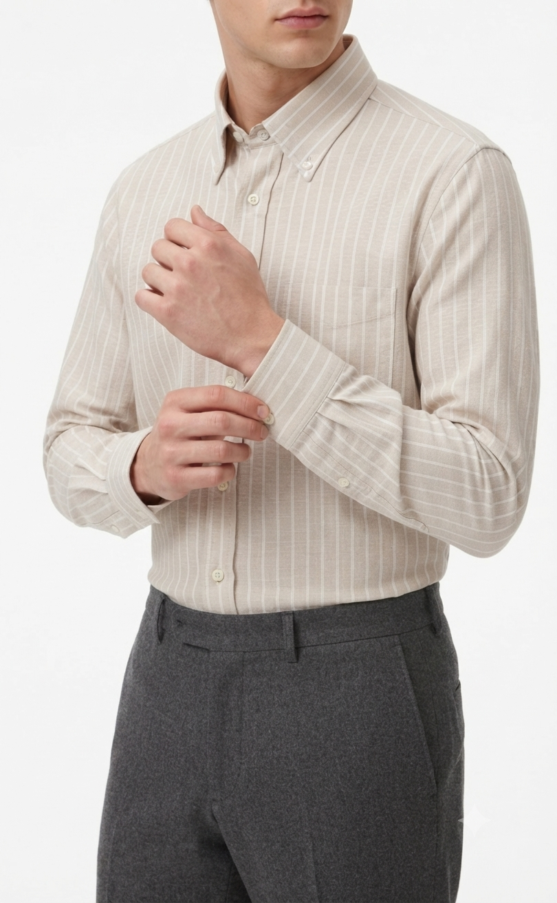 Camicia cotone manica lunga beige Facis