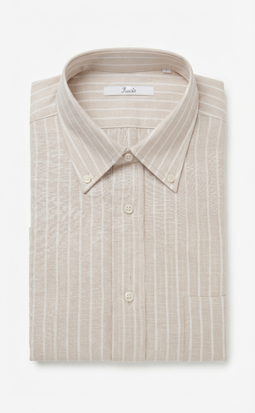Camicia cotone manica lunga beige Facis