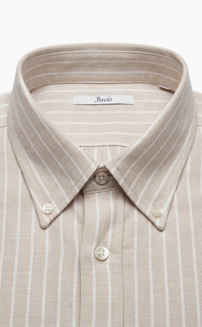 Camicia cotone manica lunga beige Facis