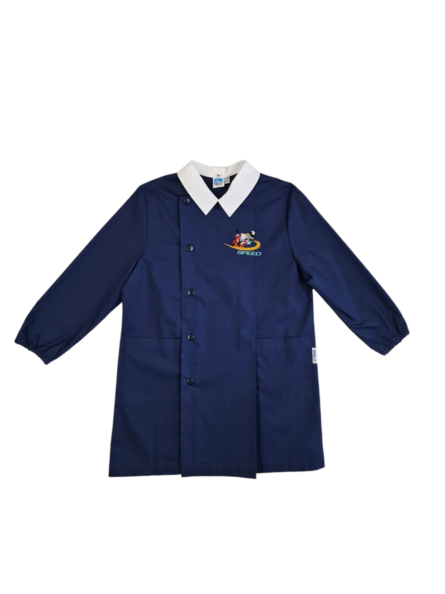 Grembiule scuola elementare da bambino blu Siggi motociclista