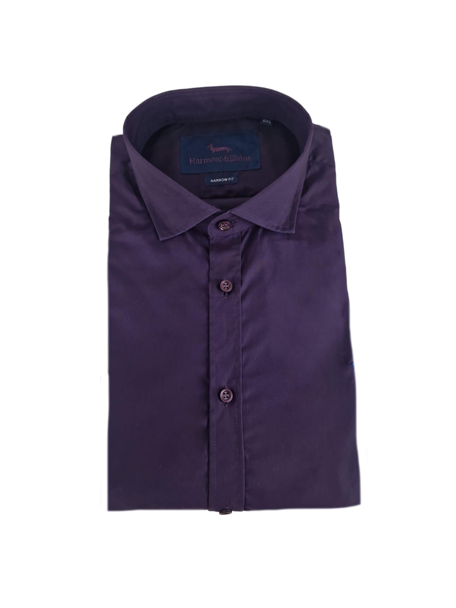 Camicia da uomo manica lunga in cotone tinta unita bordeaux Harmont & Blaine 6XL
