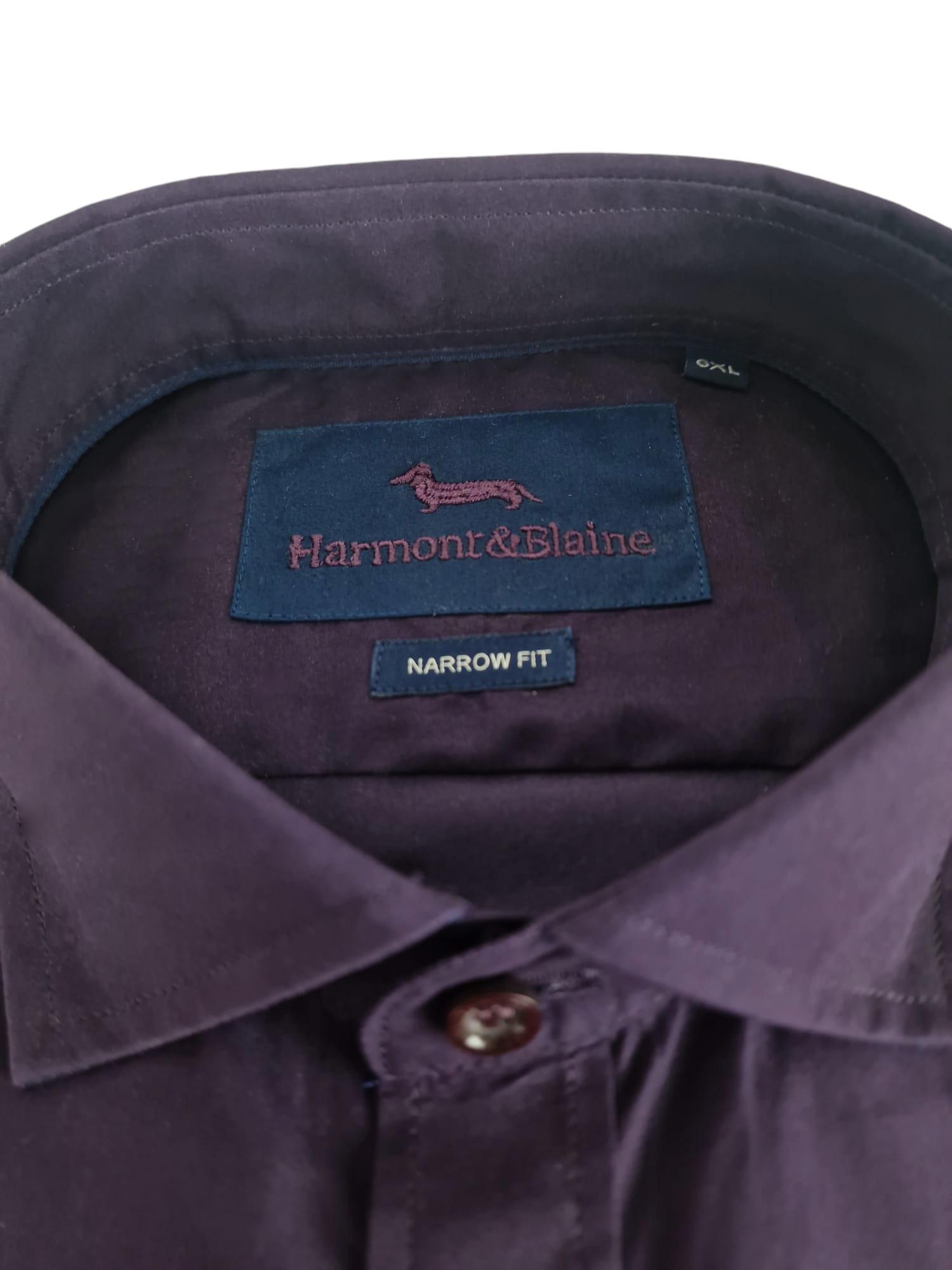 Camicia da uomo manica lunga in cotone tinta unita bordeaux Harmont & Blaine 6XL