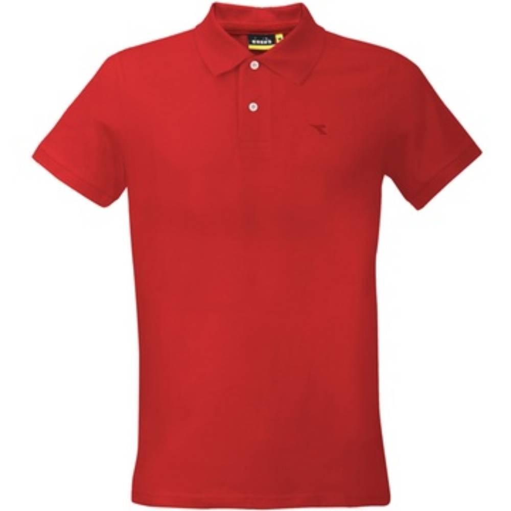 Polo Diadora rosso manica corta uomo oversize