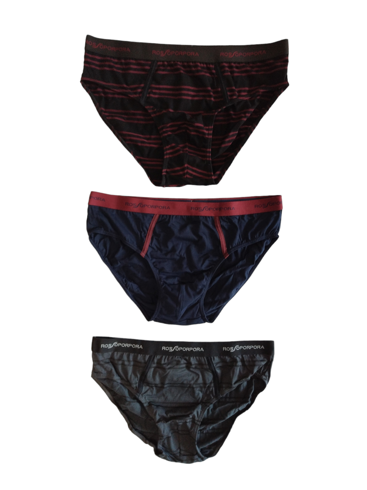 Tris slip uomo Rossoporpora US2045 cotone elasticizzato Multicolore