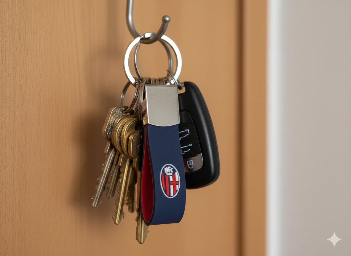 Portachiavi in metallo compatibile con Bologna calcio