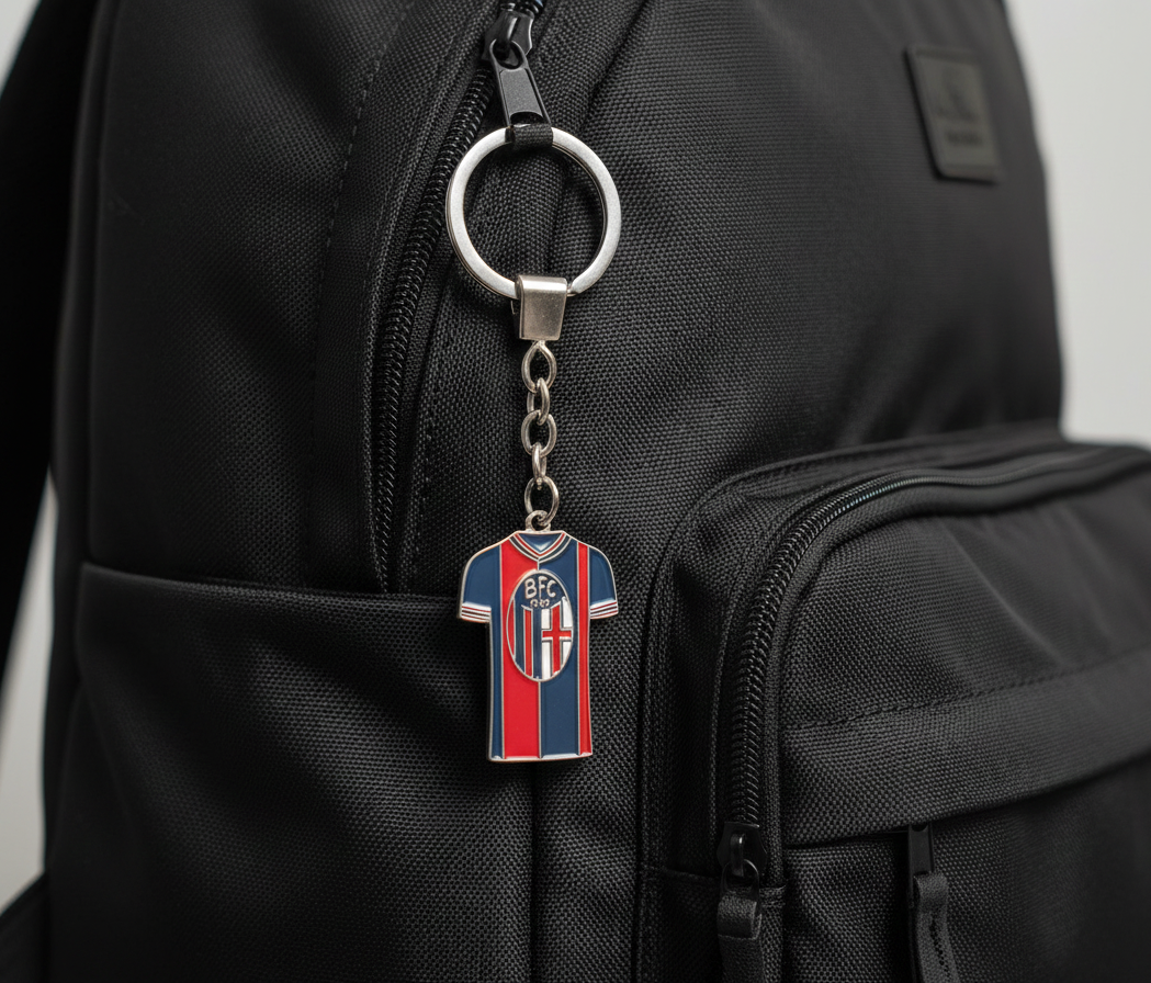 Portachiavi in metallo smaltato compatibile con Bologna calcio