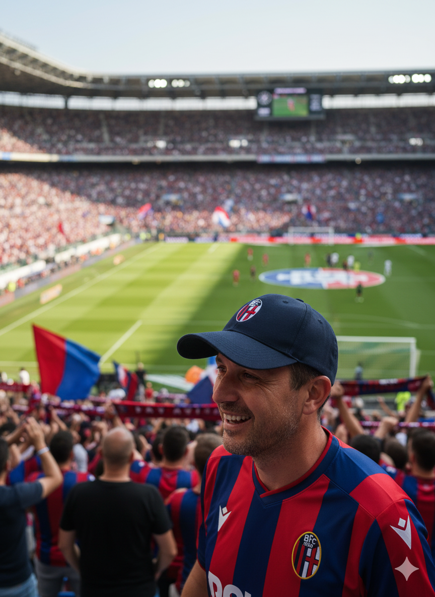 Berretto adulto compatibile con Bologna Calcio