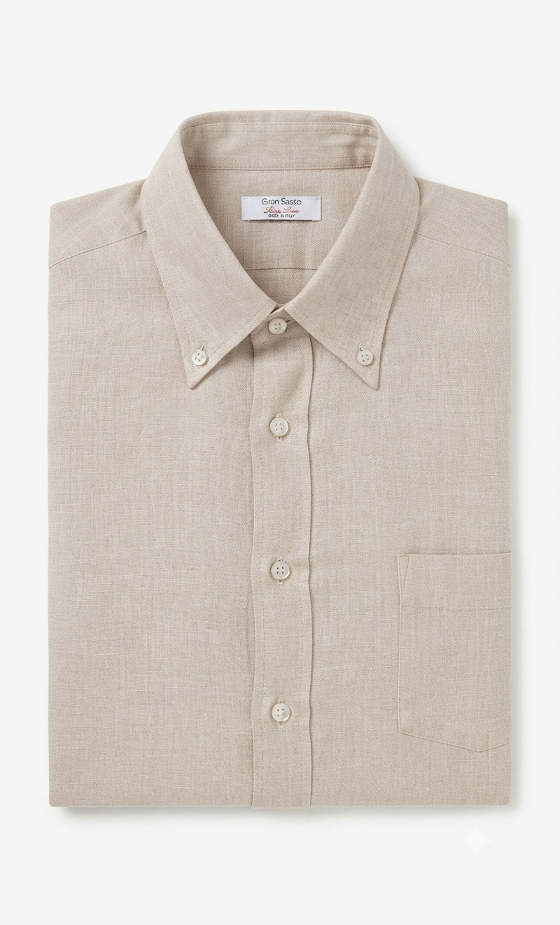 Camicia puro lino beige Gran Sasso