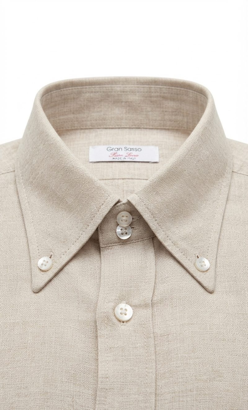 Camicia puro lino beige Gran Sasso