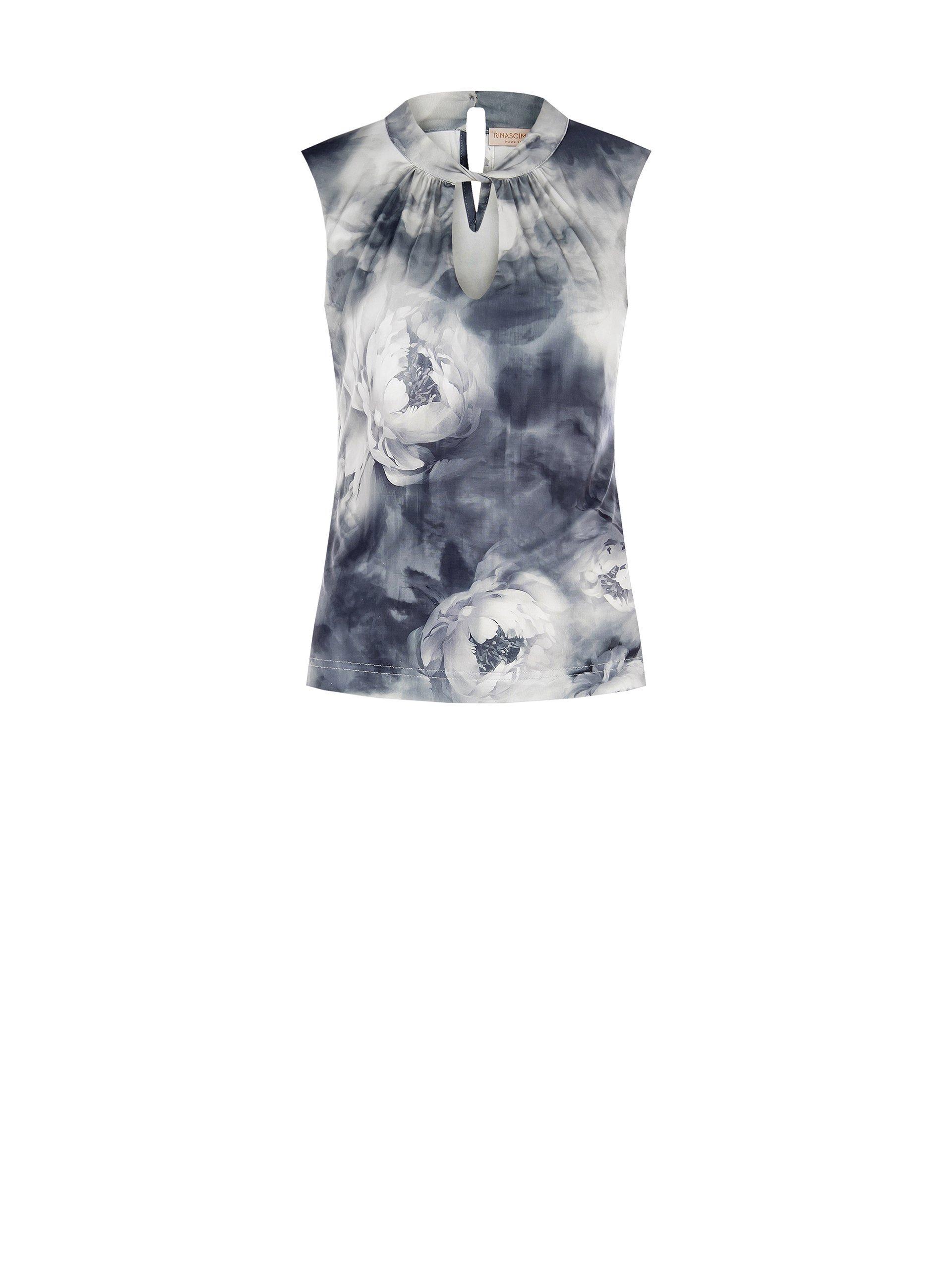 rinascimento blusa jersey smanicata fiorata scollo goccia grigio - foto 1