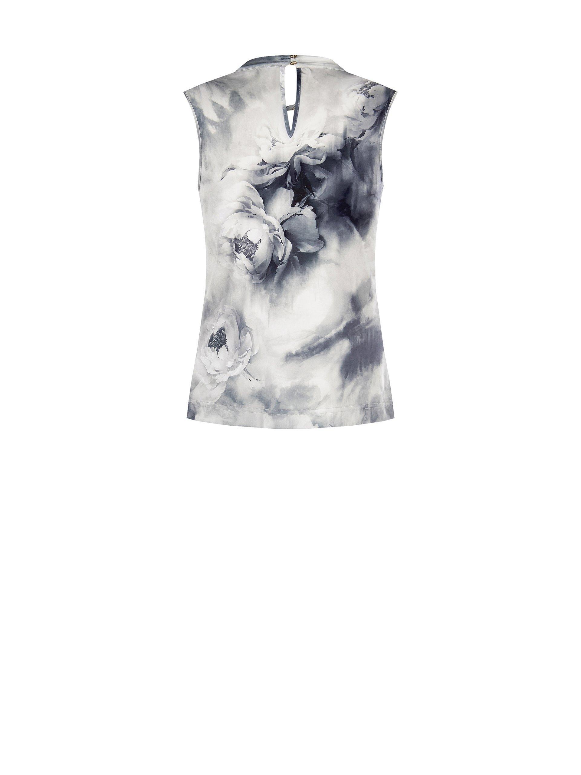 rinascimento blusa jersey smanicata fiorata scollo goccia grigio - foto 2