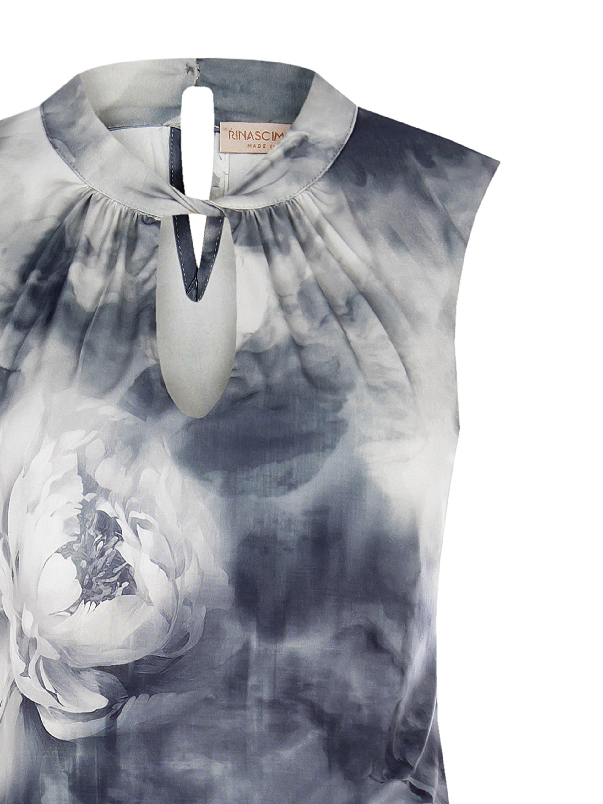 rinascimento blusa jersey smanicata fiorata scollo goccia grigio - foto 3