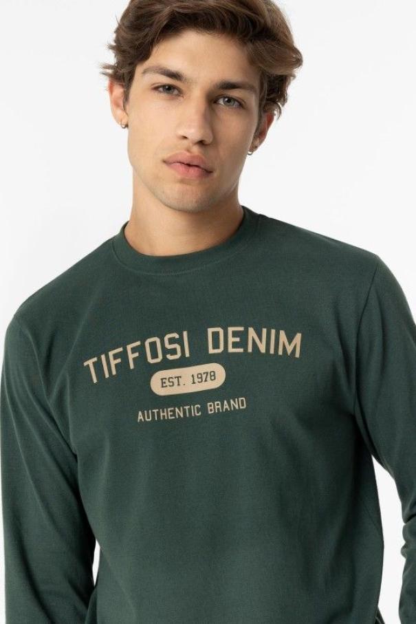 tiffosi t-shirt ml cotone uomo mackenzie verde militare - foto 1