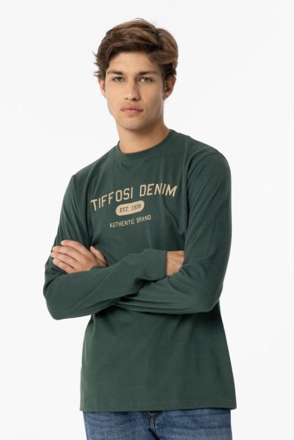 tiffosi t-shirt ml cotone uomo mackenzie verde militare - foto 2