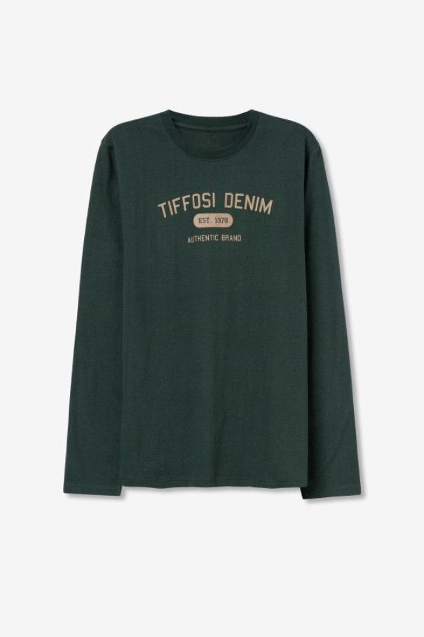 tiffosi t-shirt ml cotone uomo mackenzie verde militare - foto 5
