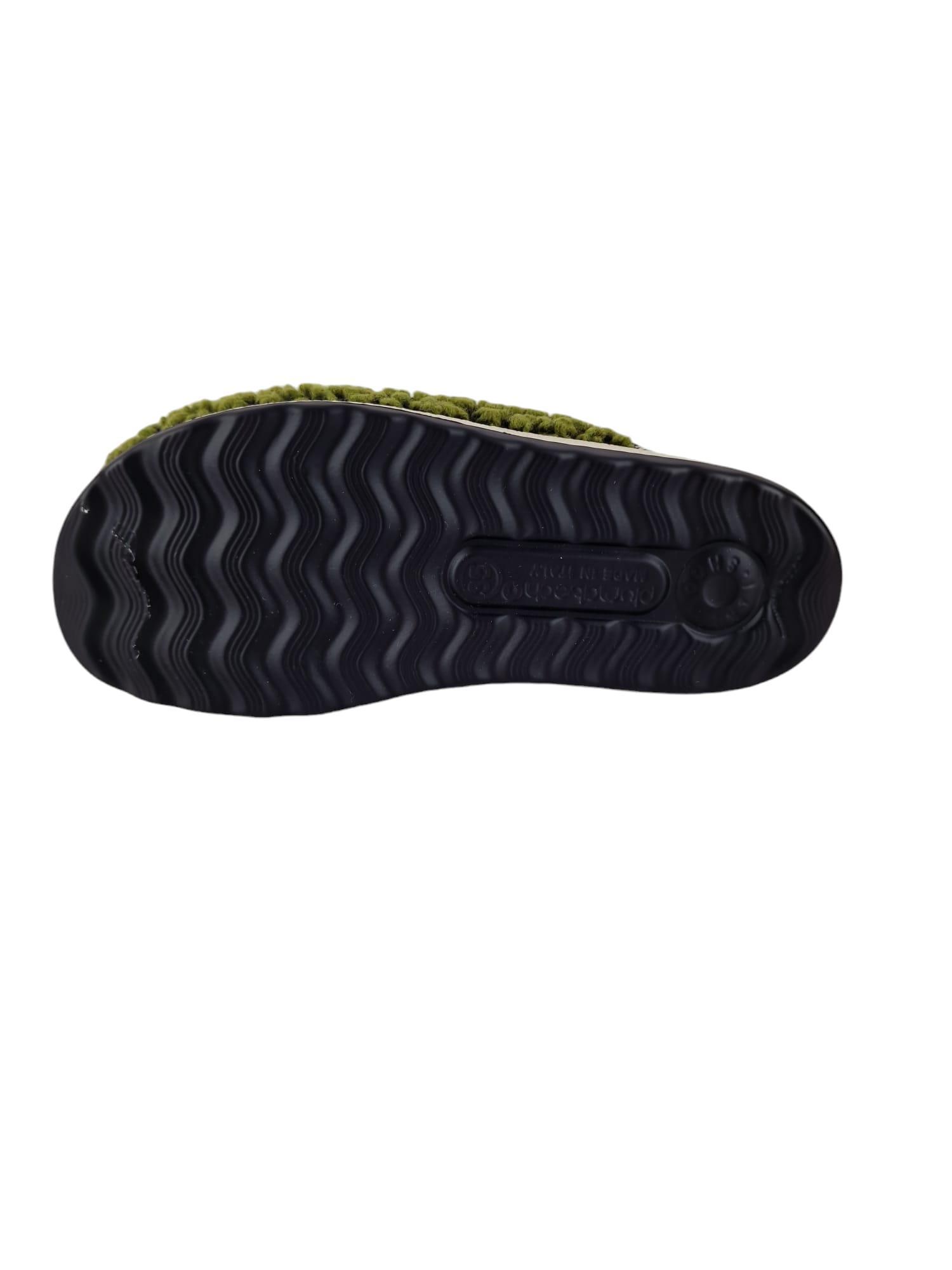 Pantofole in tessuto da donna con tomaia effetto pelliccia Fly Flot verde