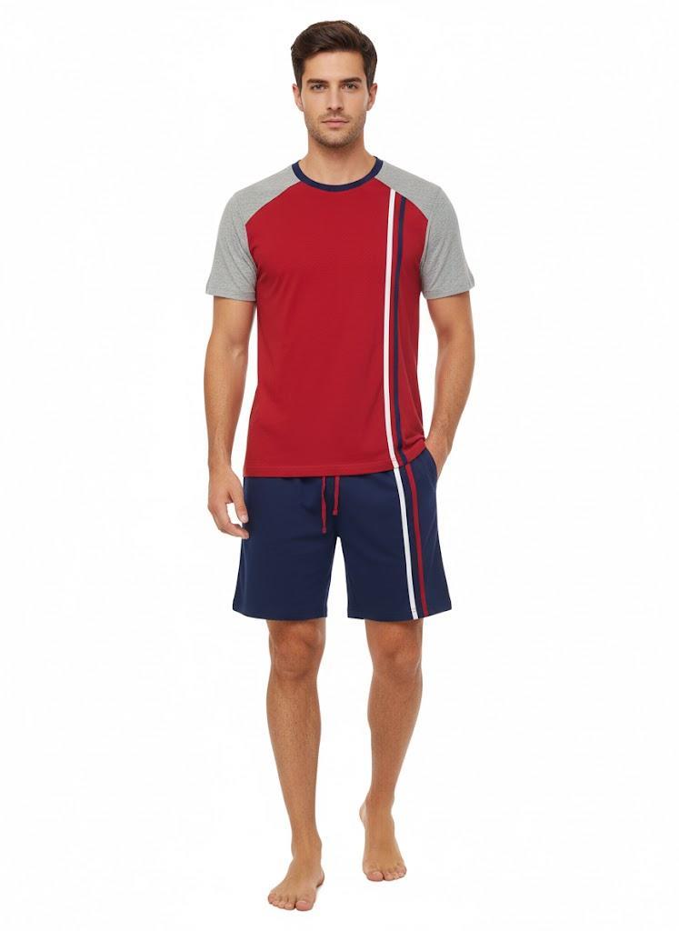 Pigiama corto in cotone da uomo Lovable rosso