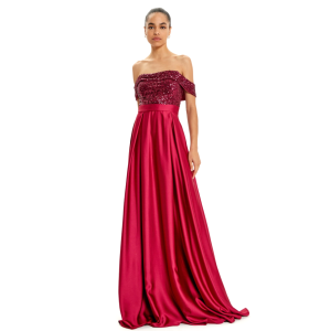 Abito lungo  bordeaux donna