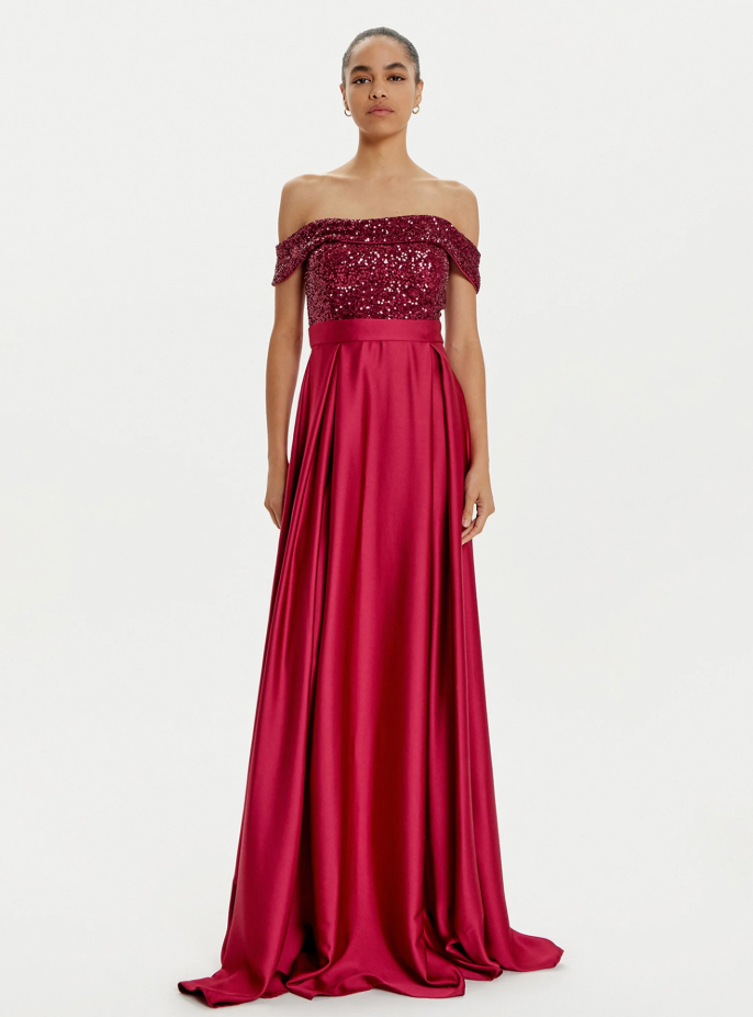 Abito lungo Rinascimento bordeaux donna