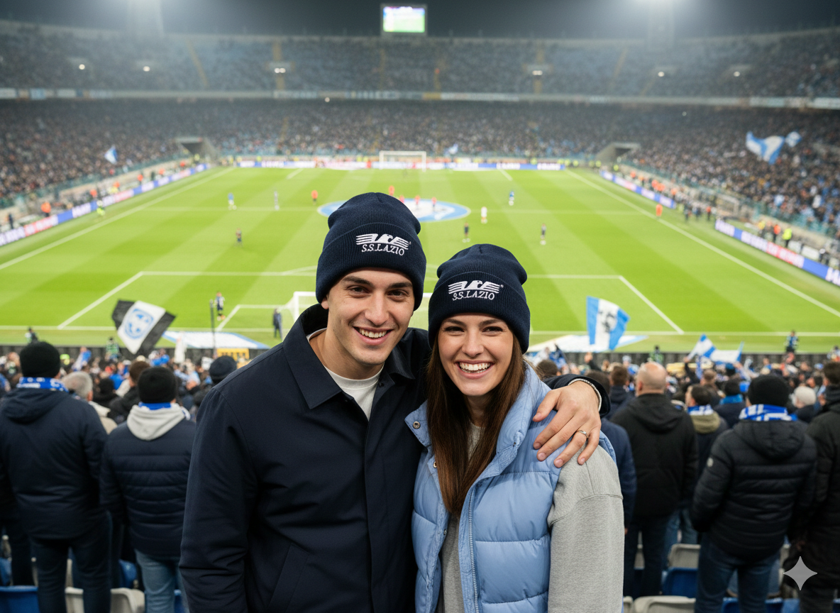 Berretto in maglia con risvolto compatibile con Lazio