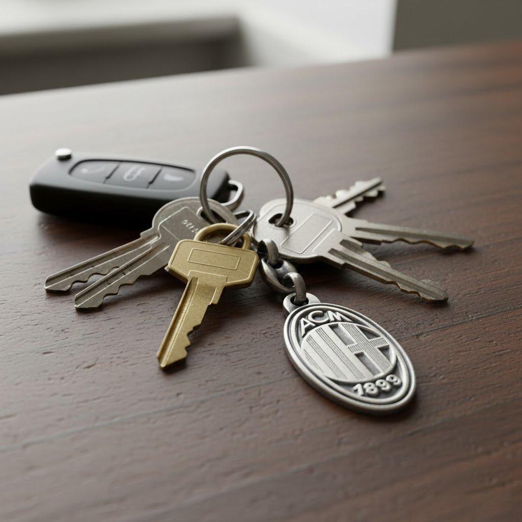 Portachiavi in metallo antichizzato compatibile con Milan