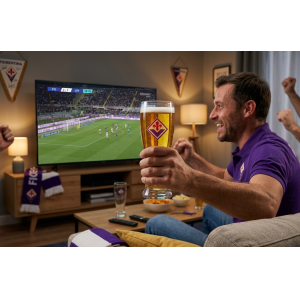Bicchiere birra in vetro compatibile con fiorentina calcio