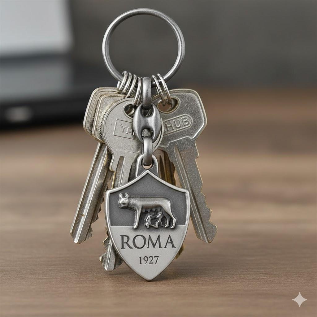 as roma portachiavi sagomato antichizzato compatibile con roma - foto 2